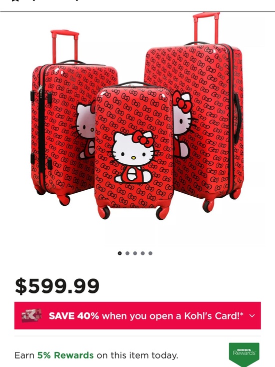 Hello Kitty Other - Hello Kitty Red Three-Piece Spinner Luggage Set